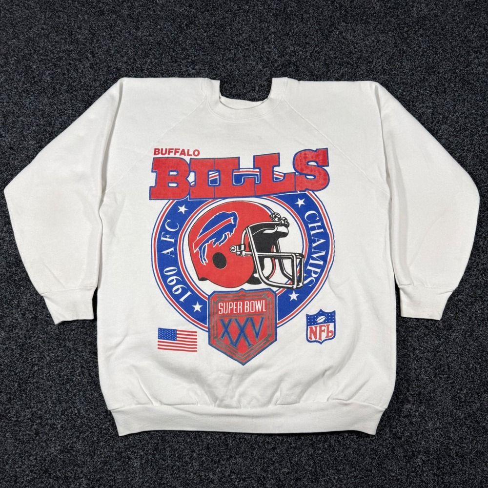 Vintage 1990 Buffalo Bills Super Bowl XXV AFC Champs crewneck Sweatshirt Large
